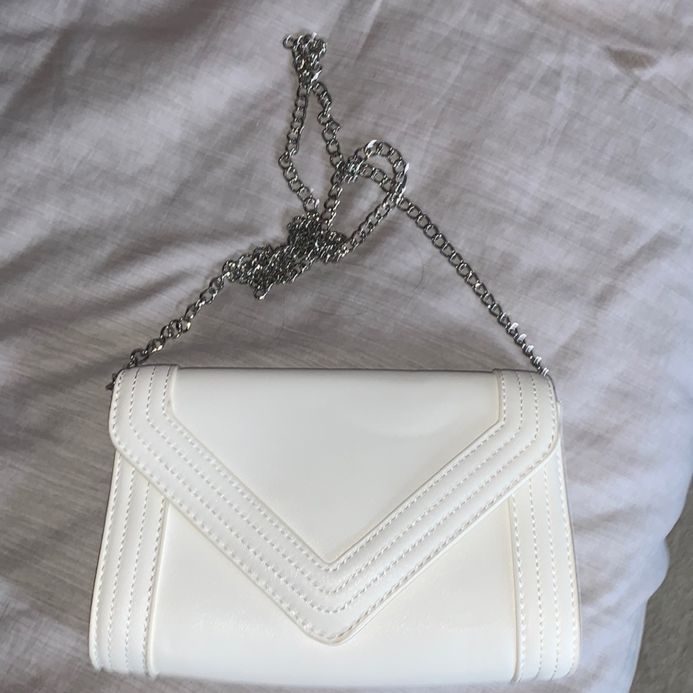 Never used! White cross body with silver chain